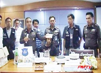 Police present the drug baron arrest in Bangkok.